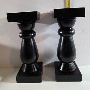 2 Black Candle Holders 10" tall and holds a 3" diameter candle.